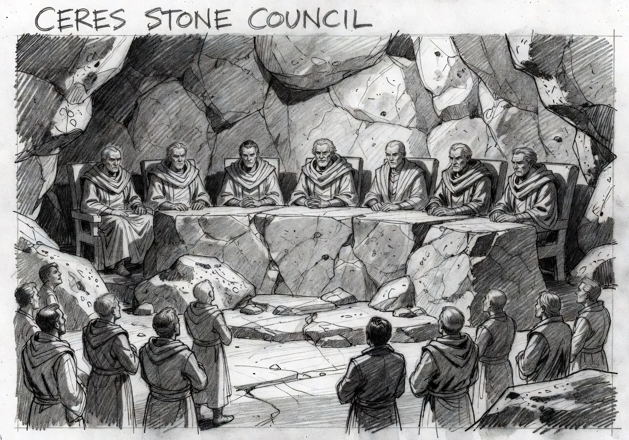 Ceres Stone Council chamber carved into asteroid rock