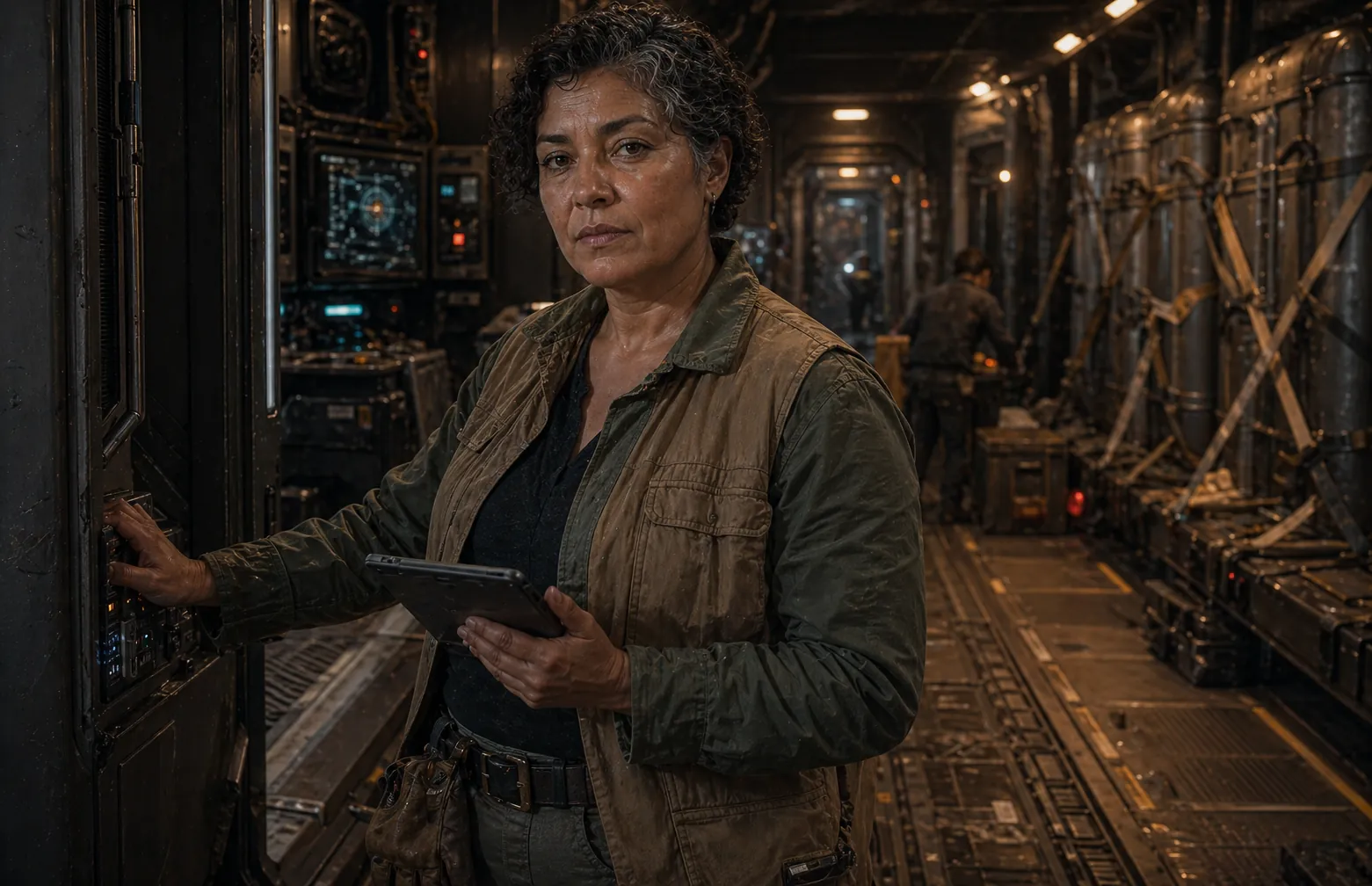 Captain Moreno aboard the freighter Persistence.